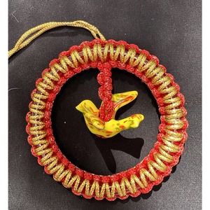 MCM Mid Century Ceramic Mold Hand Painted Handmade Christmas Ornament S71